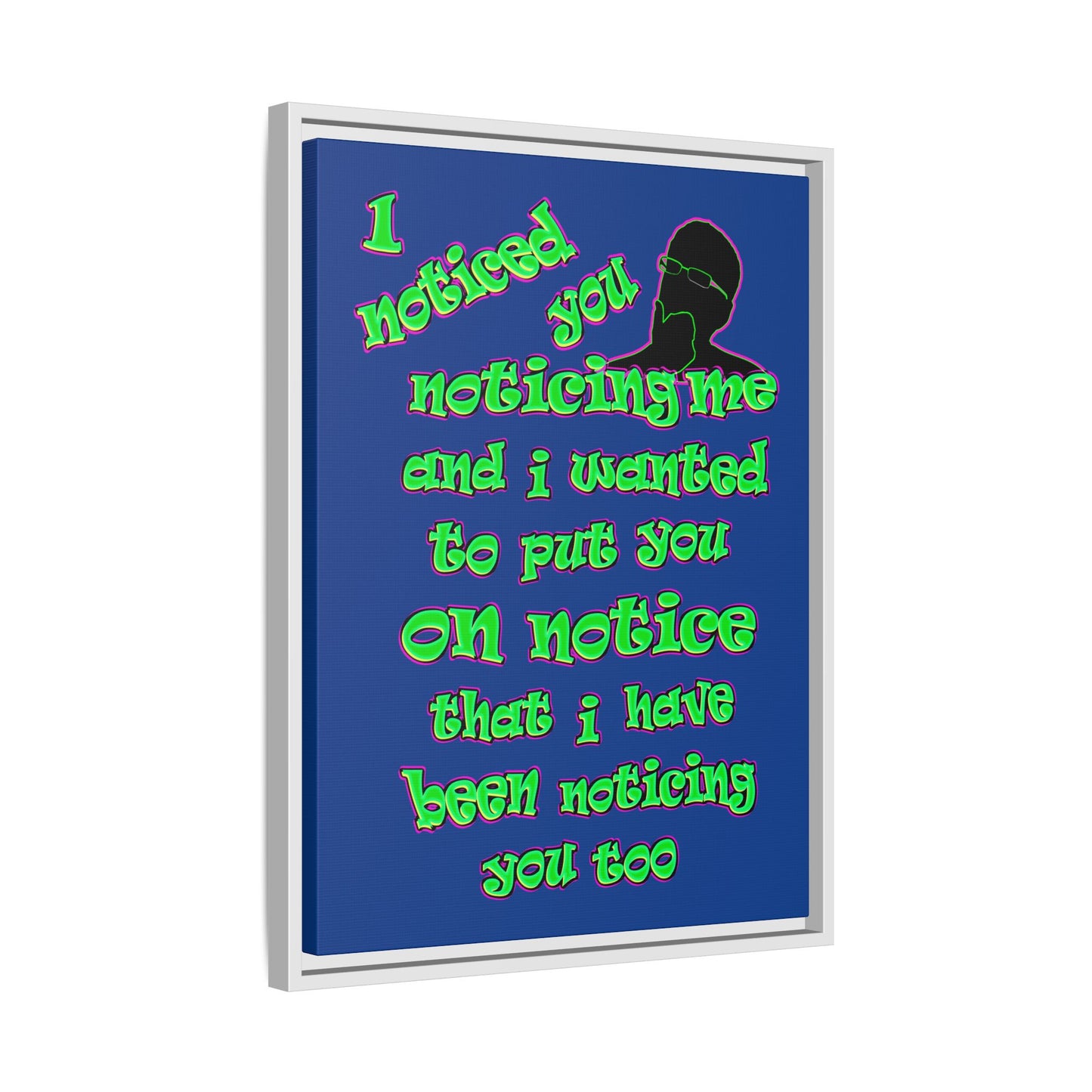 noticed you noticing - framed canvas art (dark blue)