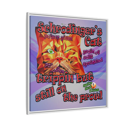 schrodinger's cat - framed canvas art (light blue-pink wave)