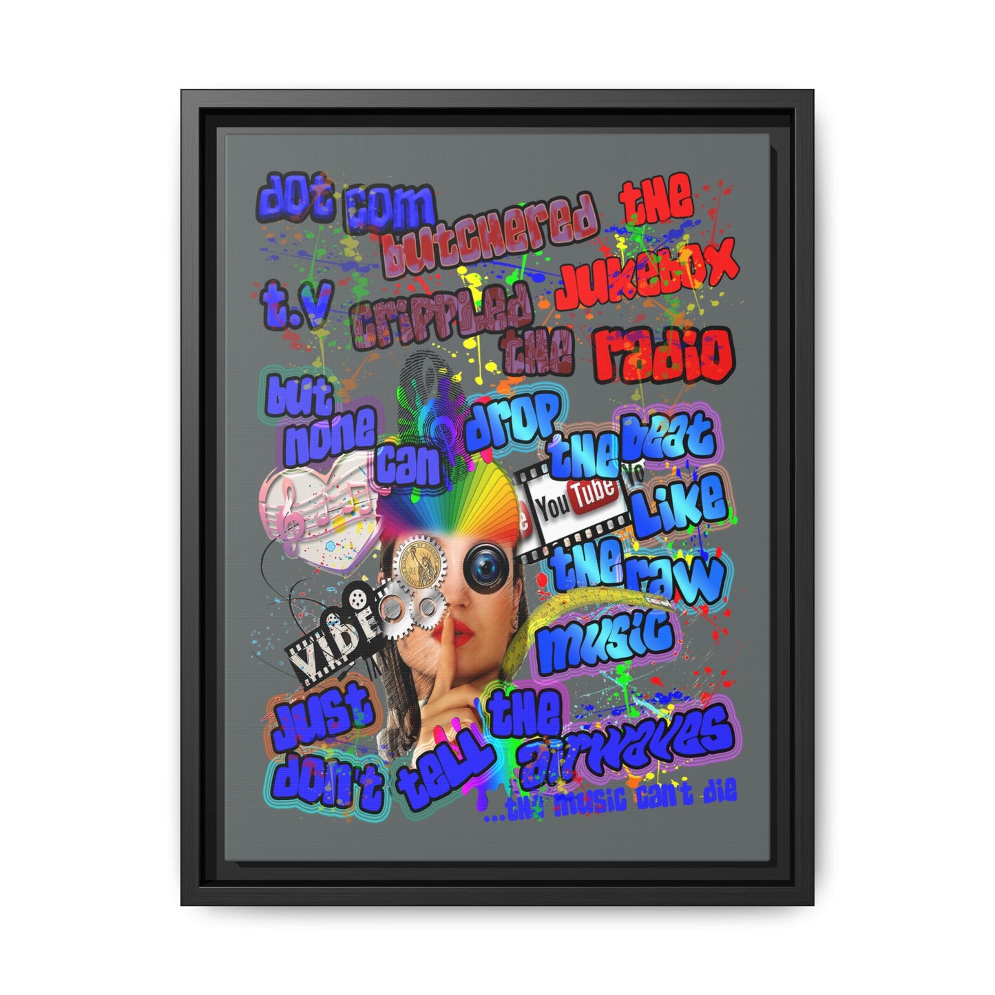 drop the beat - framed canvas art (dark grey)