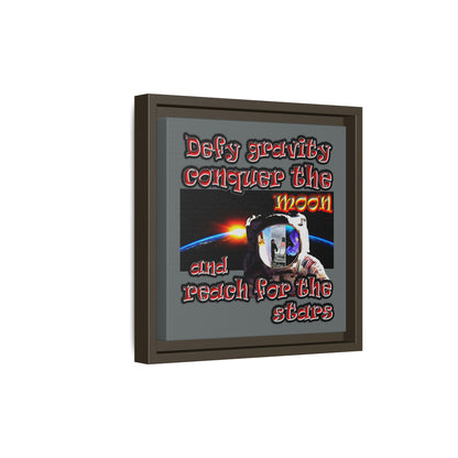 defy conquer reach - framed canvas art (dark grey)