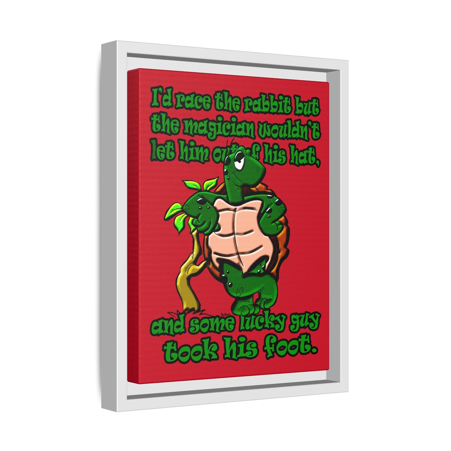 turtle race - framed canvas art (dark red)