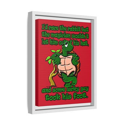 turtle race - framed canvas art (dark red)