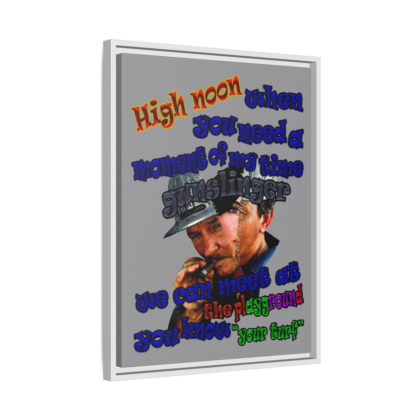 high noon - framed canvas art (grey)