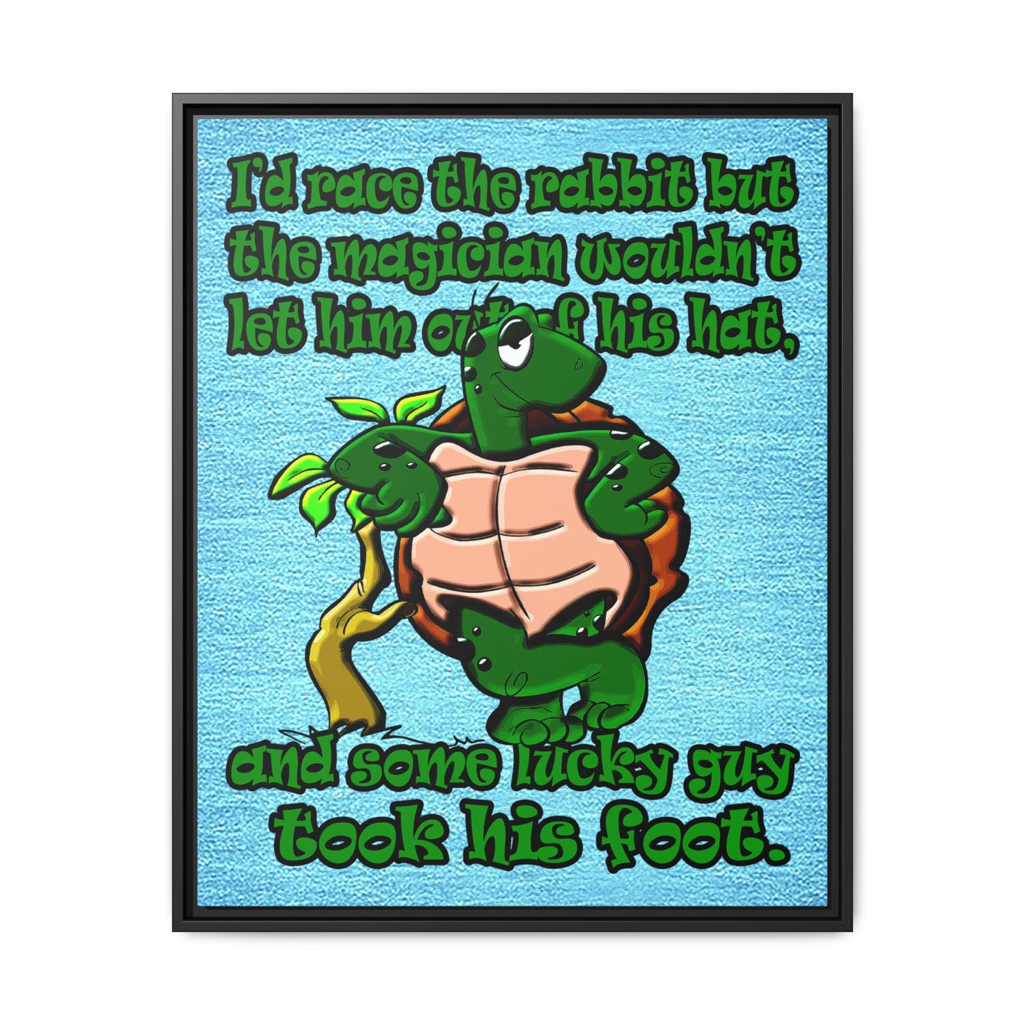 turtle race - framed canvas art (faded blue)