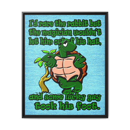 turtle race - framed canvas art (faded blue)