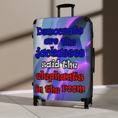 donkeys and elephants - Suitcase (grey-pink wave)