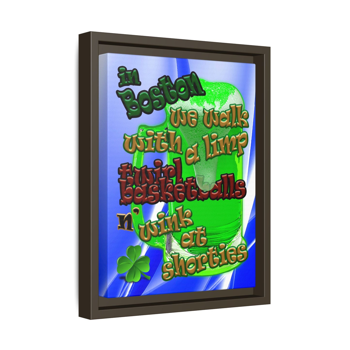 celtics logo - framed canvas art (blue-white wave)
