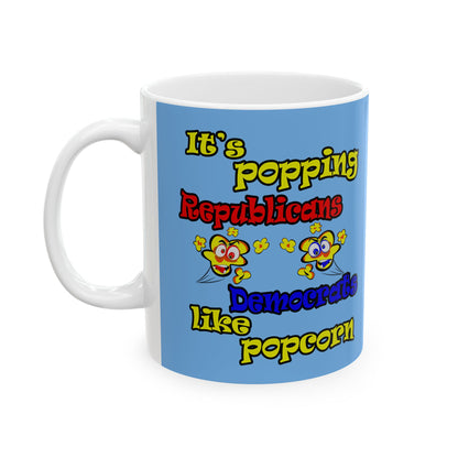 popping like popcorn - White Mug (light blue)