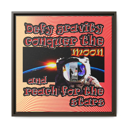 defy conquer reach - framed canvas art (yellow-orange wave)