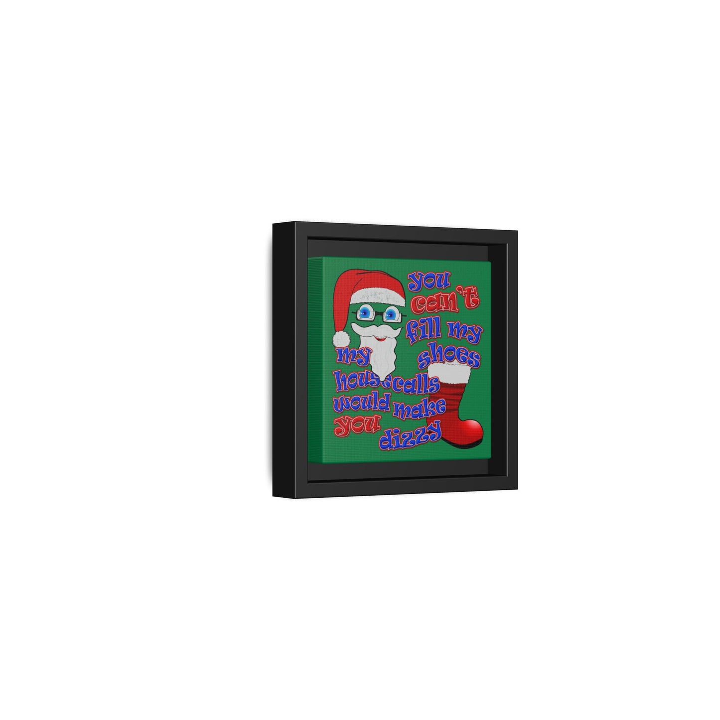 santa's shoes - framed canvas art (dark green)