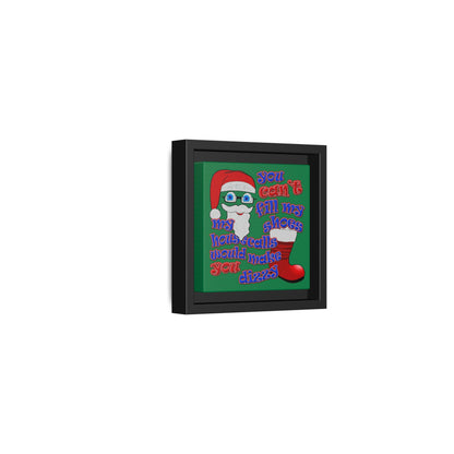 santa's shoes - framed canvas art (dark green)