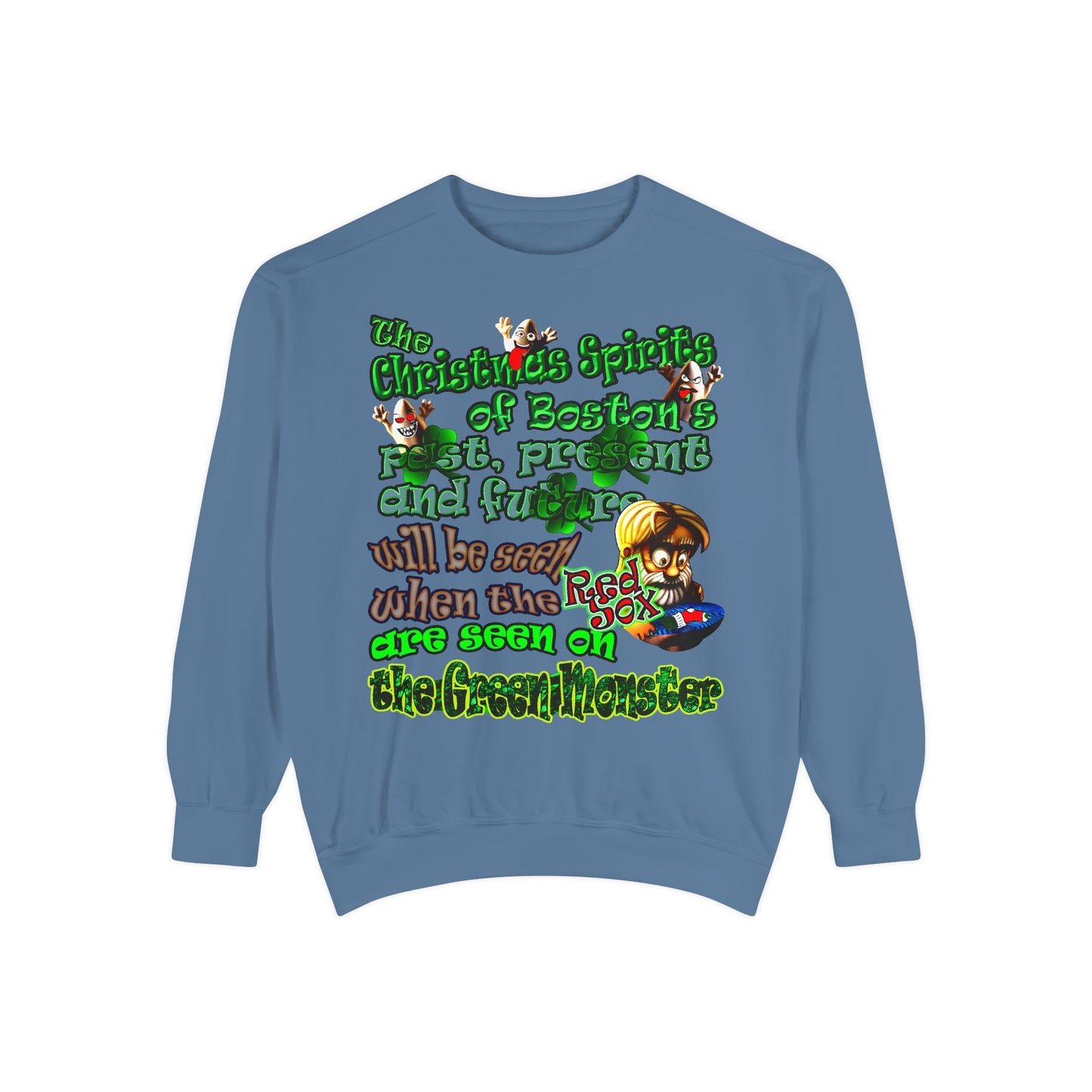 christmas spirits of boston - Unisex Garment-Dyed Sweatshirt