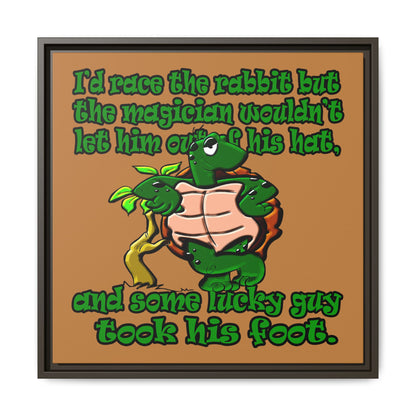 turtle race - framed canvas art (light brown)