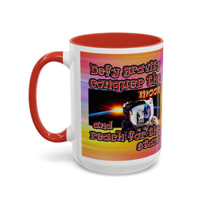 defy conquer reach - Accent Mug (color blur)