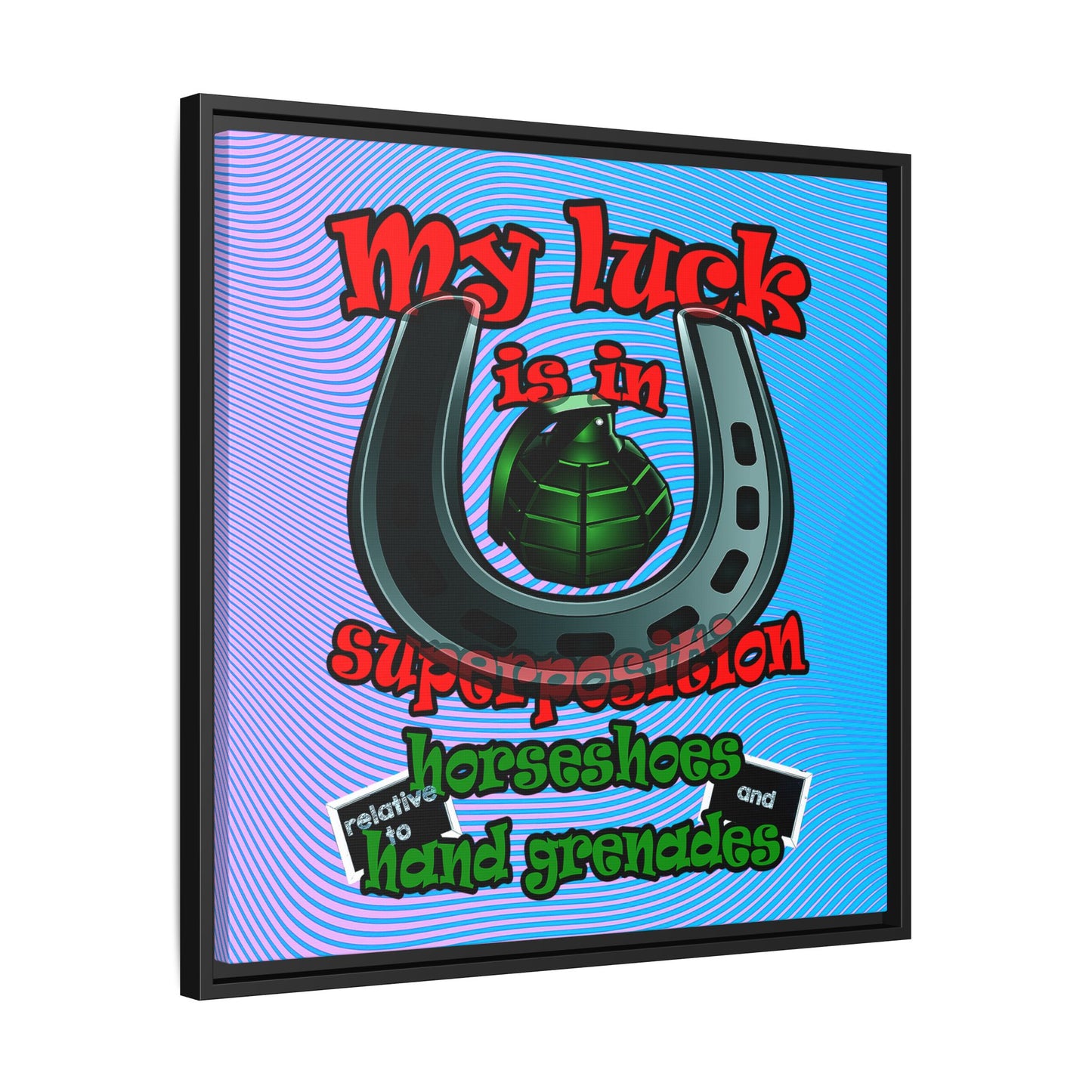 my luck - framed canvas art (light blue-purple wave)
