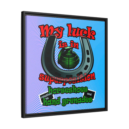 my luck - framed canvas art (light blue-purple wave)