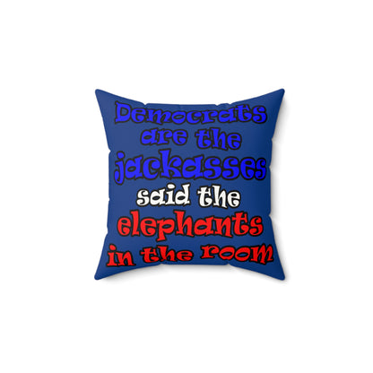 donkeys and elephants - Faux Suede Square Pillow - (dark blue)