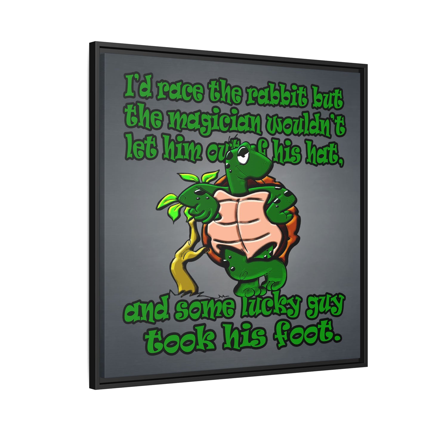 turtle race - framed canvas art (grey-light grey)