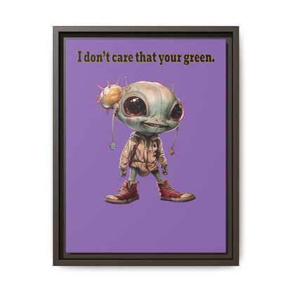 I don't care that your green - framed canvas art (light purple)