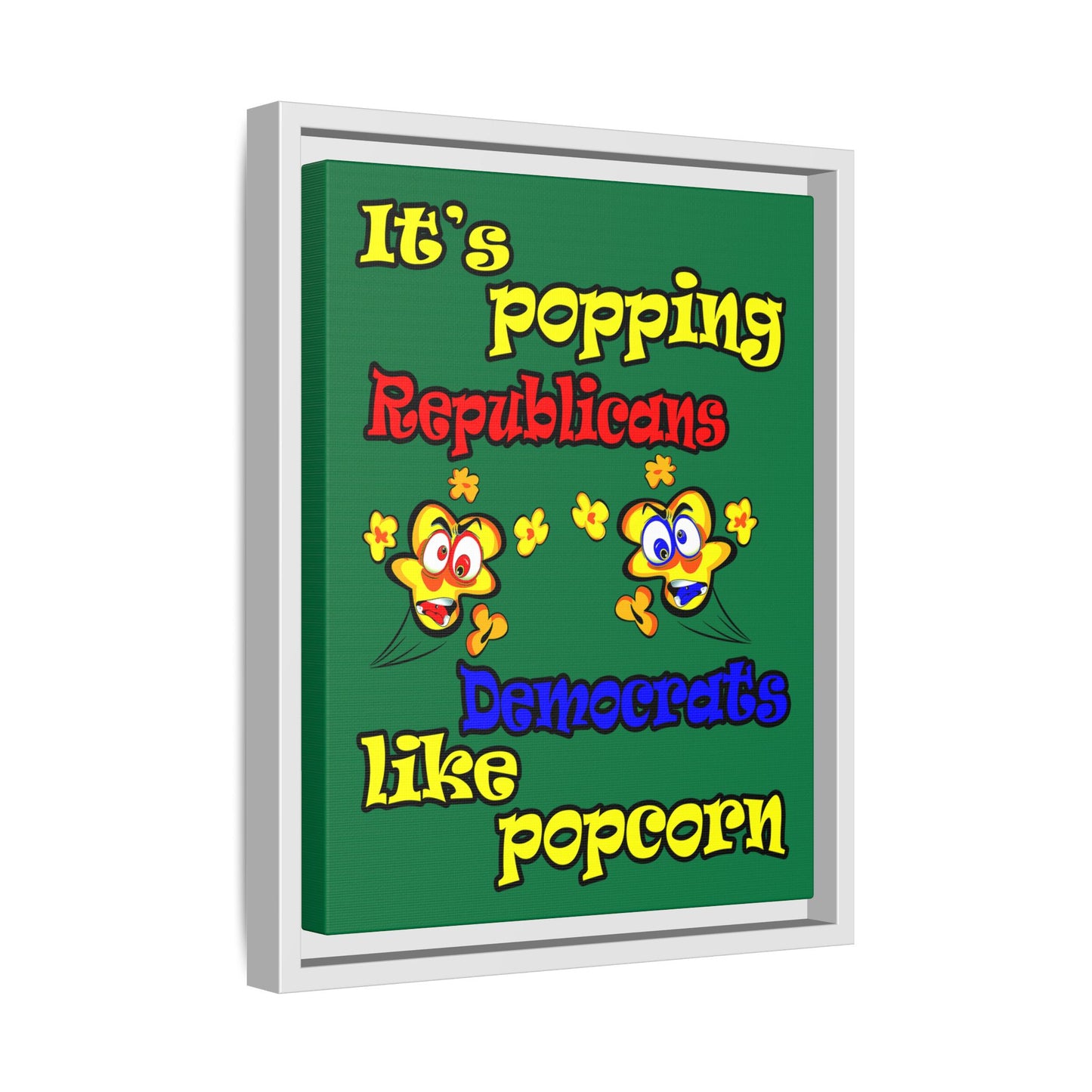 popping like popcorn - framed canvas art (dark green)