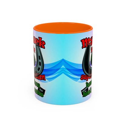 my luck - Accent Mug (light blue-pink wave)