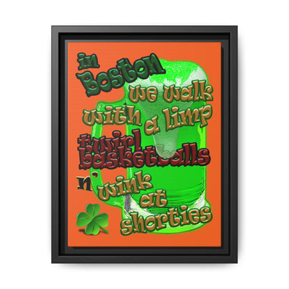 celtics logo - framed canvas art (orange)