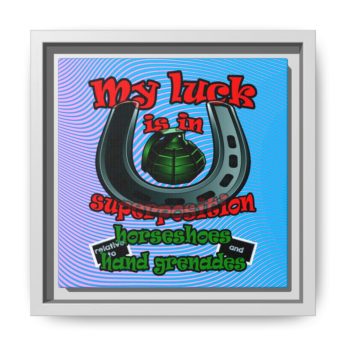 my luck - framed canvas art (light blue-purple wave)