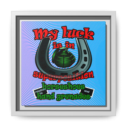 my luck - framed canvas art (light blue-purple wave)