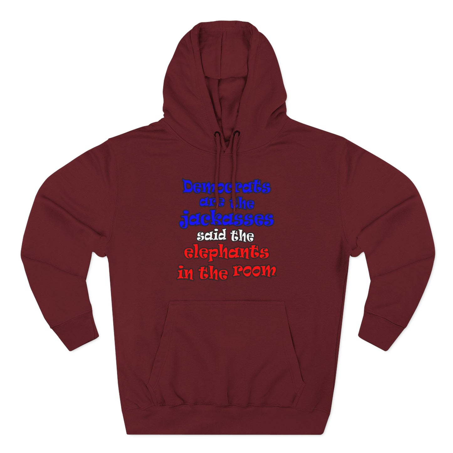 donkeys and elephants - Three-Panel Fleece Hoodie