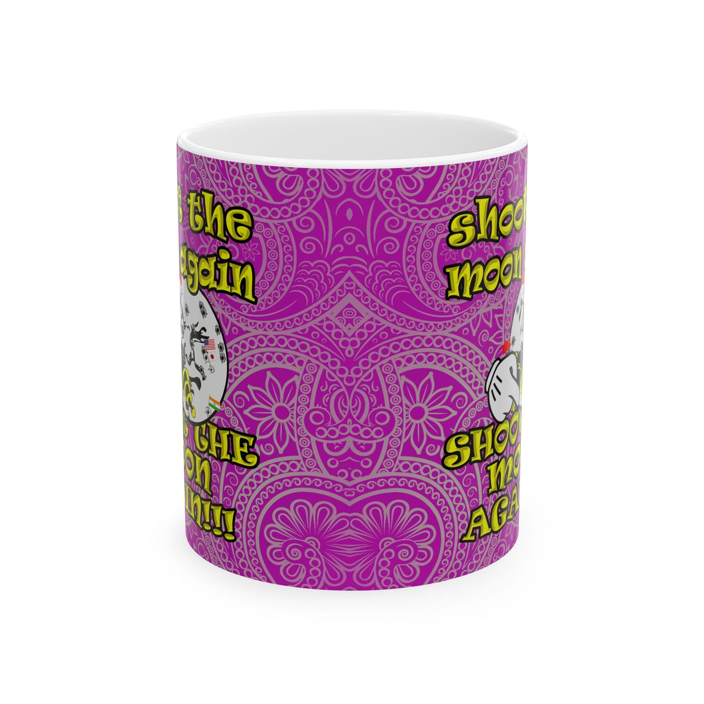 shoot the moon again - White Mug (pink swirl)
