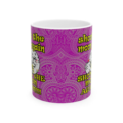 shoot the moon again - White Mug (pink swirl)