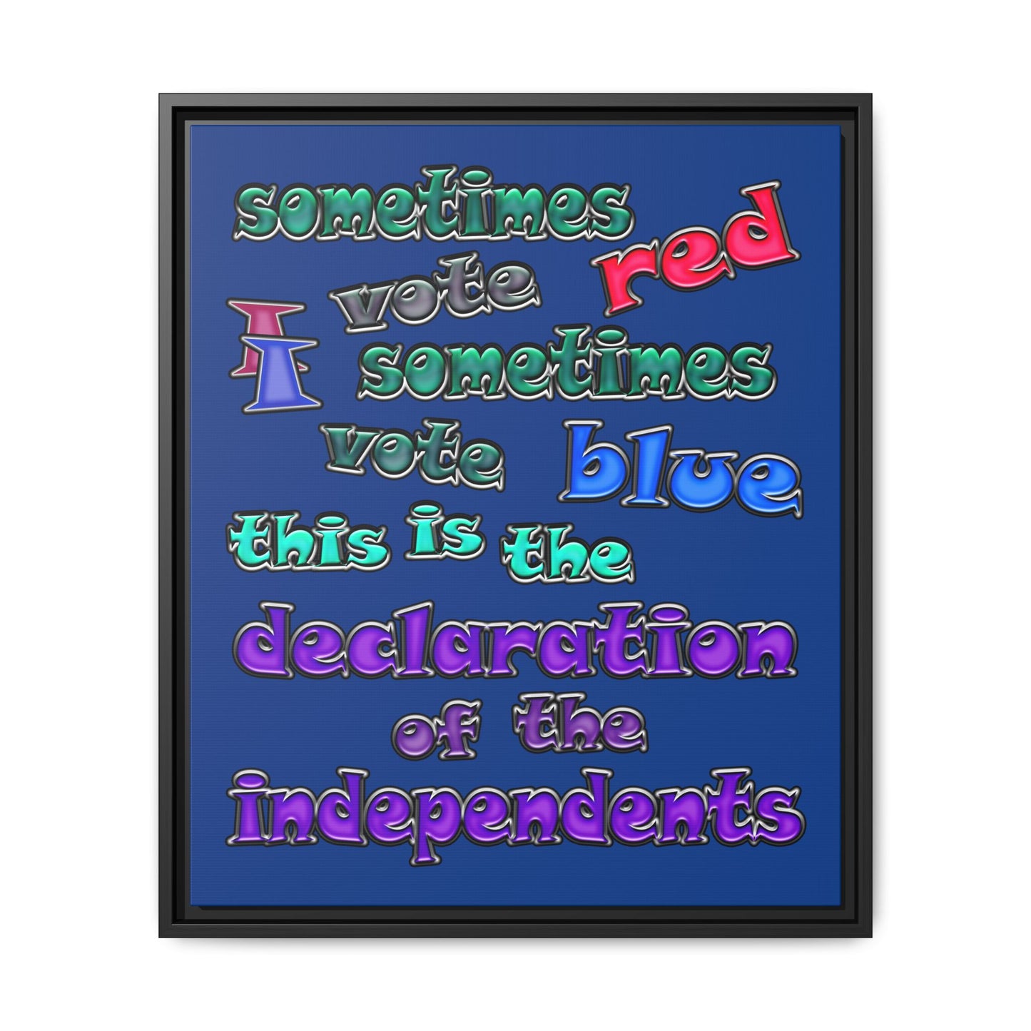 declaration of the independents - framed canvas art (dark blue)
