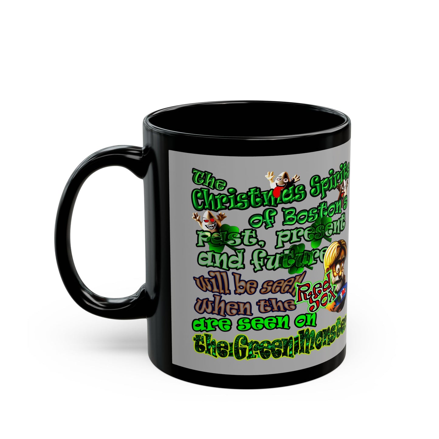 christmas spirits of boston - Black Mug (light grey)
