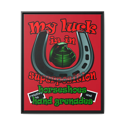 my luck - framed canvas art (dark red)