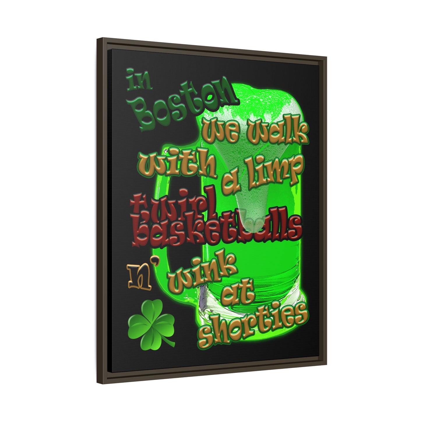 celtics logo - framed canvas art (black)