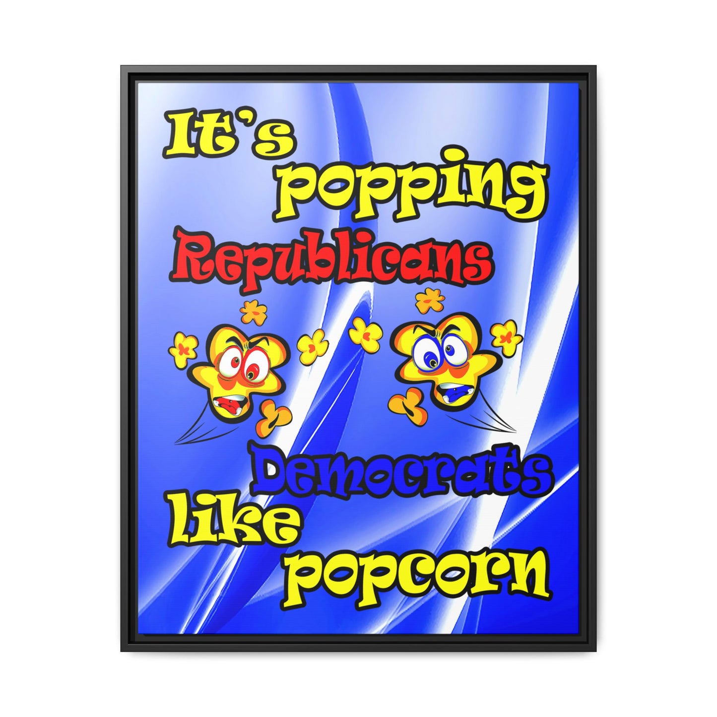 popping like popcorn - framed canvas art (blue-white wave)