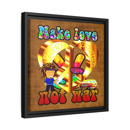 love peace - framed canvas art (brown papyrus)