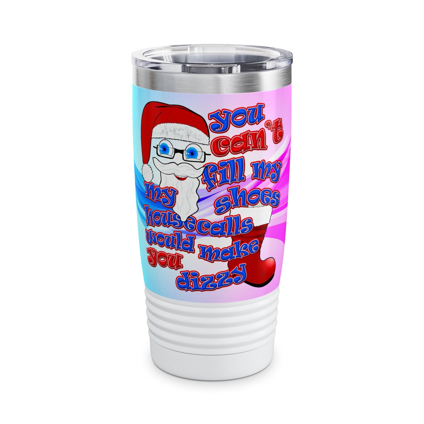 santa's shoes - Ringneck Tumbler, 20oz (light blue-pink wave)