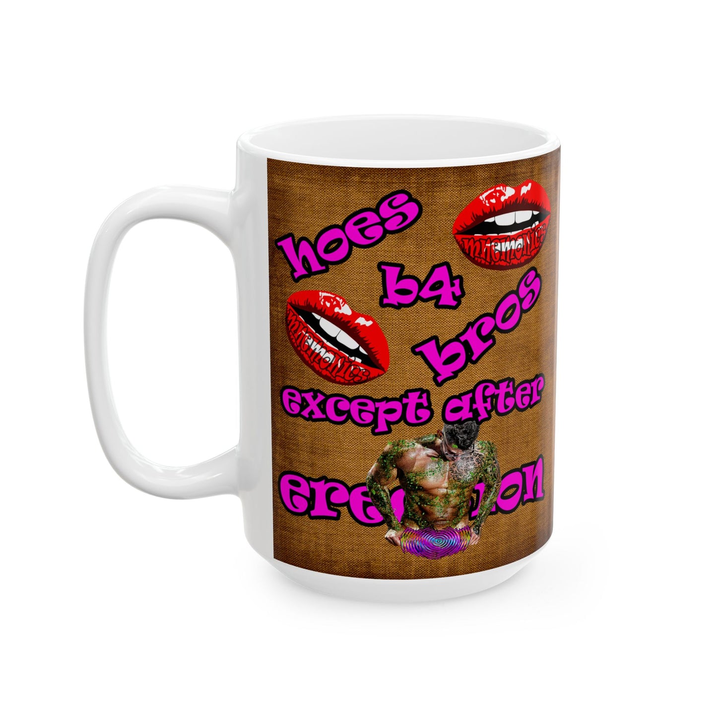 hoes b4 bros - White Mug (brown papyrus)