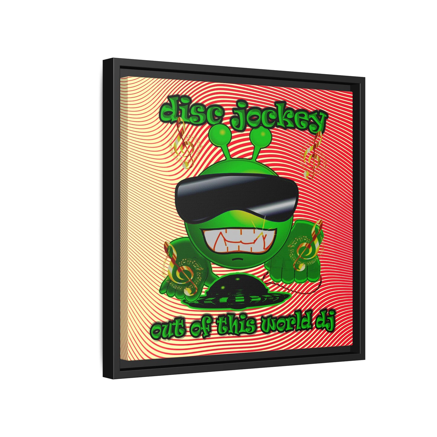 disc jockey - framed canvas art (yellow-orange wave)