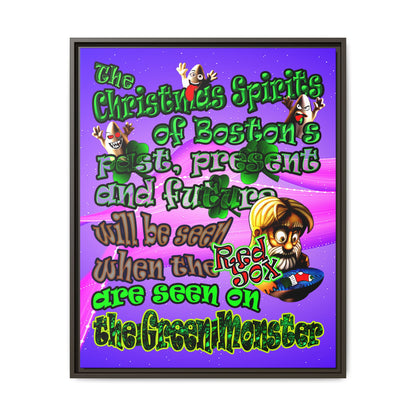 christmas spirits of boston - framed canvas art (purple-pink wave)