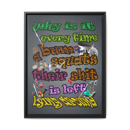 the bum's shit - framed canvas art (grey-light grey)