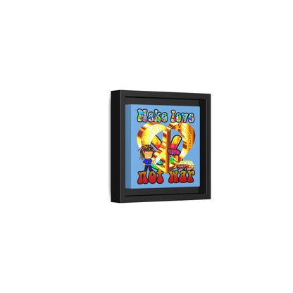 love peace - framed canvas art (light blue)