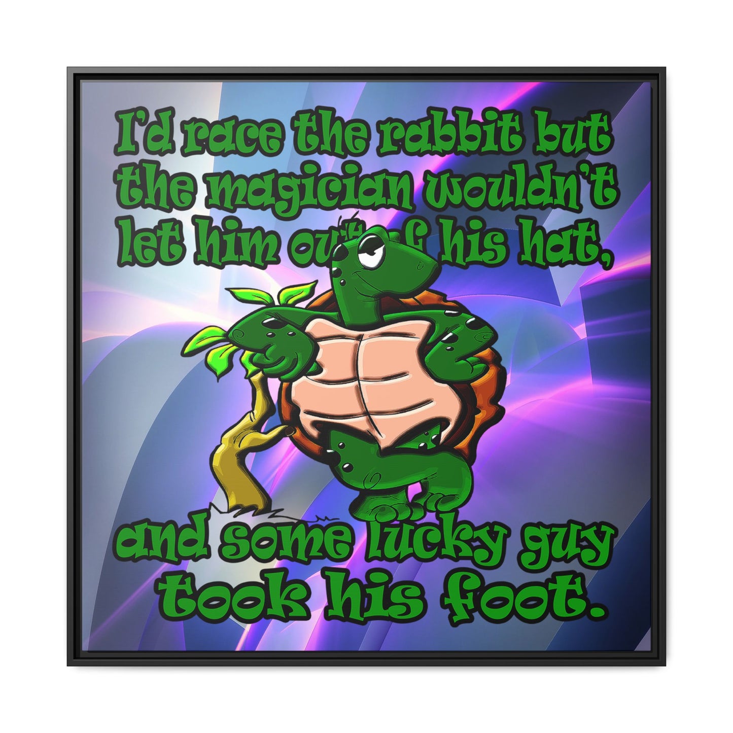 turtle race - framed canvas art (grey-pink wave)