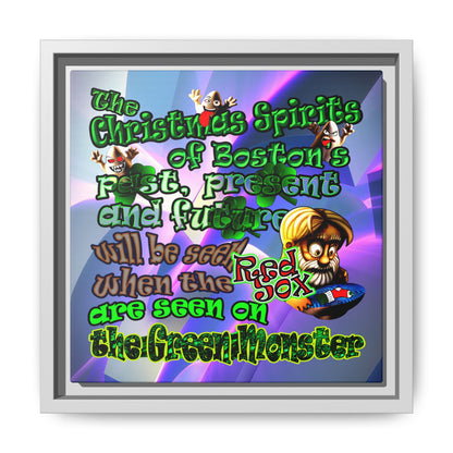 christmas spirits of boston - framed canvas art (grey-pink wave)