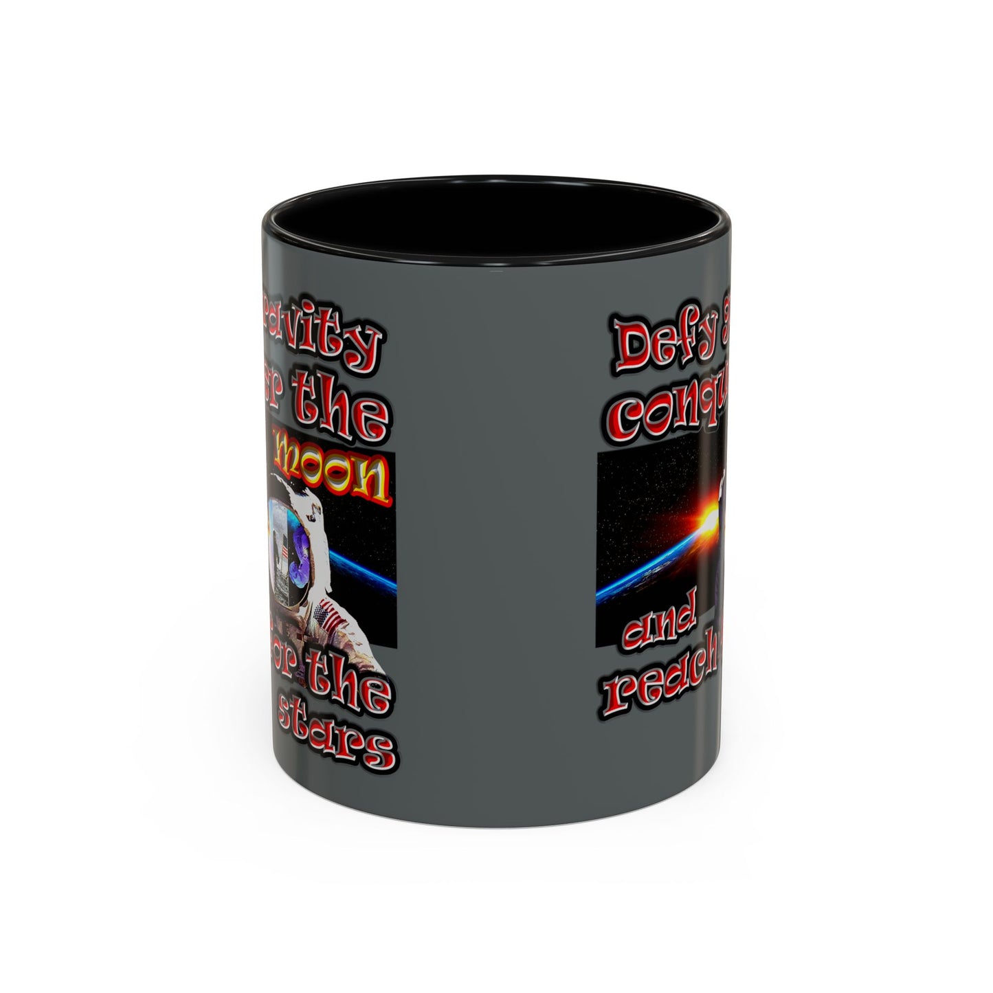 defy conquer reach - Accent Mug (dark grey)