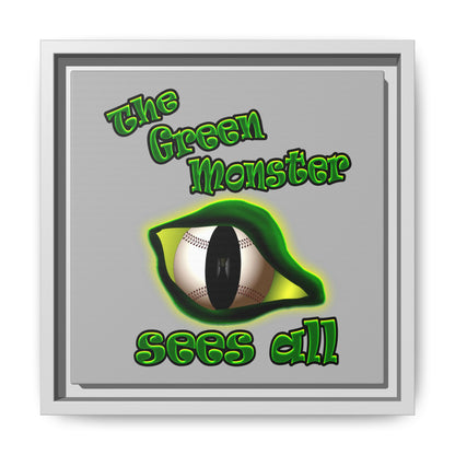 green monster - framed canvas art (light grey)