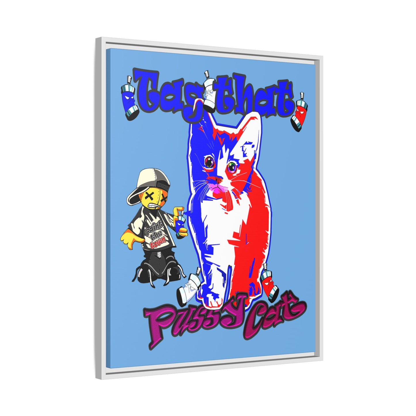 tag that - framed canvas art (light blue)