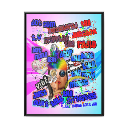 drop the beat - framed canvas art (light blue-pink wave)