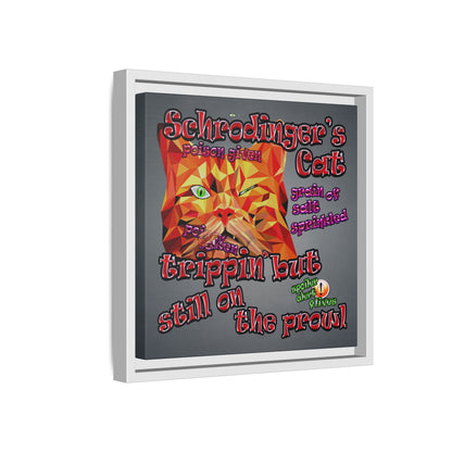 schrodinger's cat - framed canvas art (grey-light grey)